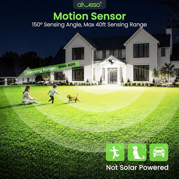 ALUSSO Motion Sensor Outdoor Lights , 30W 3500LM Flood Lights Outdoor 120V | Night Light 2400K/3000K/4000K/6500K 3 Modes (Dusk to Dawn/Auto/On Time), Waterproof Hardwired Security Light ETL Listed, 1PC
