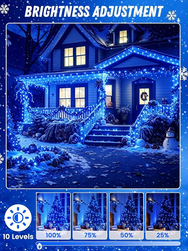 2 Pack 100 LED Fairy Lights Battery Operated with Remote Timer, 33 FT Blue | Cuttable, 8 Modes, Memory, Dimmable, IP44 Waterproof Battery String Lights for Indoor Outdoor, Wedding, Christmas Decorations