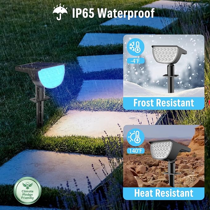 GKGG Solar Multicolor Lights Waterproof IP65, 8 Lighting Modes Solar Spot Lights Outdoor Yard Garden Landscape Pathway Decorations (Multicolor, 4 Pack)