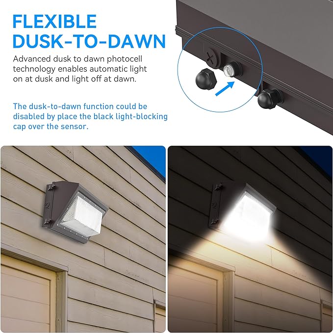 120W LED Wall Pack Light with Dusk-to-Dawn Photocell Sensor, 16800LM 5000K | IP66 Waterproof 120V LED Security Flood Lighting Outdoor Wall Mount Lights for Parking Lot, Warehouse, Factory, Yard 2 Pack