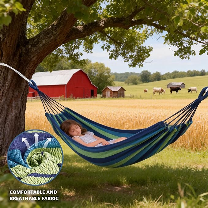 Outdoor Amacas Garden Camping Hammocks Portable for Patio Yard Porch Travel | Hammock Nylon Hiking Beach Backpack Survival Travel- Up to 300lbs with Tree Straps