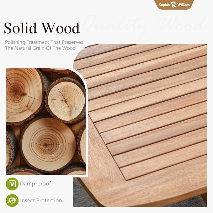 Sophia & William 9pc Outdoor Dining Set, Acacia Wood/Expandable Table | Acacia wood, seat cushions,weather-resistant rattan,breathable