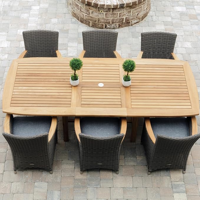Royal Teak Collection FER8 Rectangular Family Expansion Teak Table, 72/96-Inch