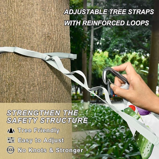 Camping Hammock Outdoor Hammocks for Outside Avocado Tomato Eggplant Beach Trees Portable Lightweight with Pockets Tree Straps Indoor