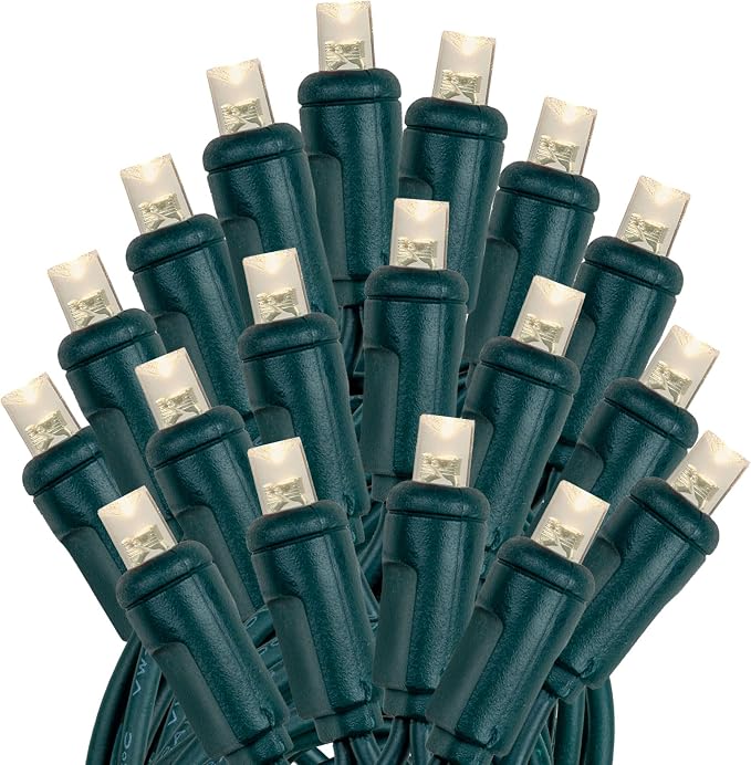 Novelty Lights 50ft 100 LED Warm White Christmas Lights, Green Wire