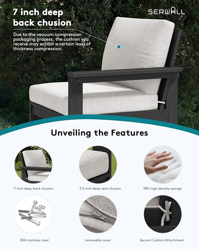 SERWALL HDPE Outdoor Couch with Coffee Table
