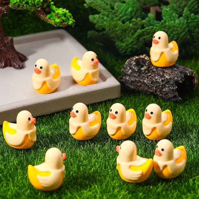30 Pcs Banana Ducks, Mini Banana Resin Ducks Bulk, Cute Toy Figures for Birthday Party Favors Landscape Decorations (Banana Duck)