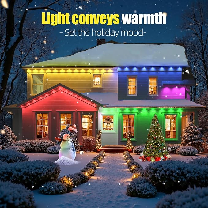 Permanent Outdoor Lights for House 100ft RGB+IC Eave Lights | IP67 Waterproof Smart LED Outdoor Lights with 16M Colors, App/Remote Control for Christmas, Halloween, Daily, Party