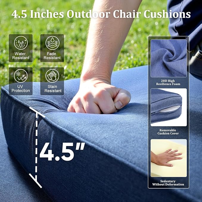 7-Piece Outdoor Patio Furniture Set with Swivel Chairs & Rattan Chairs, All-Weather Wicker Sofa Set for Garden, Yard, Porch and Poolside Seating, Grey/Blue