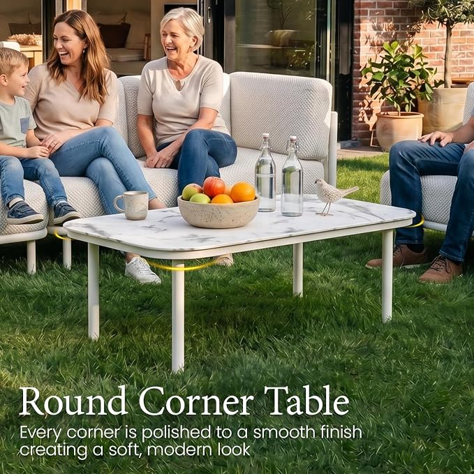 LayinSun 11 Pieces Patio Furniture Set with Coffee Table, Modern Outdoor Modular Sectional Conversation Set L-Shaped Sofa with 7-inch Cushion for Garden Backyard Deck
