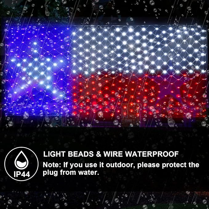 Leisure world Texas Flag Lights 384 Super Bright LED Lighted Texas Flags, Waterproof Net Lights Decoration for 250th Anniversary, Independence Day (July 4th), Memorial Day, Christmas & Holiday Party