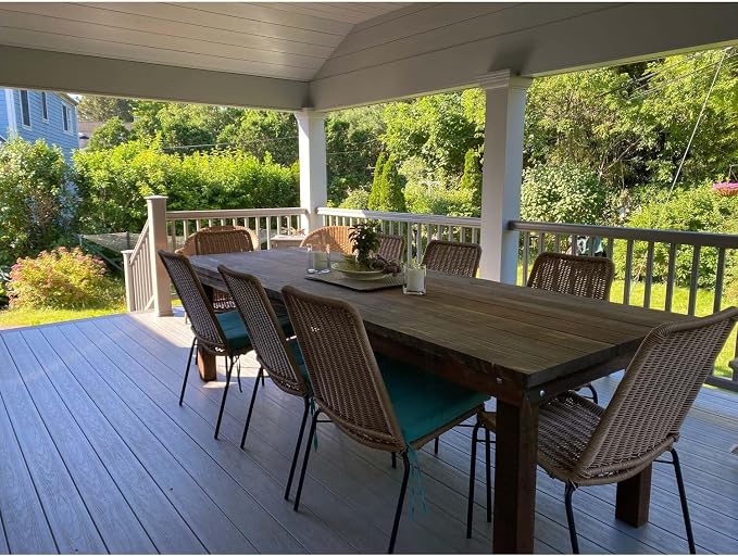 Afuera Living 84" Farmhouse Solid Redwood Patio Dining Table, Natural Heart Stain Finish, Rectangular, Weather Resistant, Durable Outdoor Table for Garden, Backyard, or Outdoor Dining Use