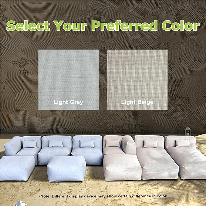 ANNYH Patio Modern ERACLEA(9P) Outdoor Furniture Sectional Conversation Set - Combines 2Lounger 2Middle 2Corner 3Ottoman/Coffee Exp Foam Filled Chairs.A Unique Modular Contemporary Sofa (Cloud Gray)