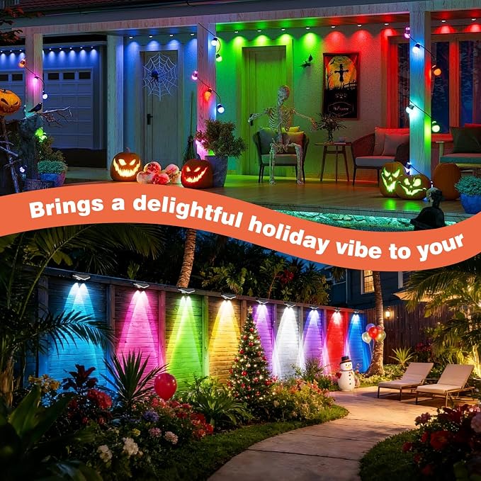Outdoor Fence Lights Plug in, 50FT RGBIC LED Fence Lights, App & Remote Control, 100 Scene Modes, IP67 Waterproof Outdoor Lights for Backyard, Patio, Deck - Brighter Than Solar Lights
