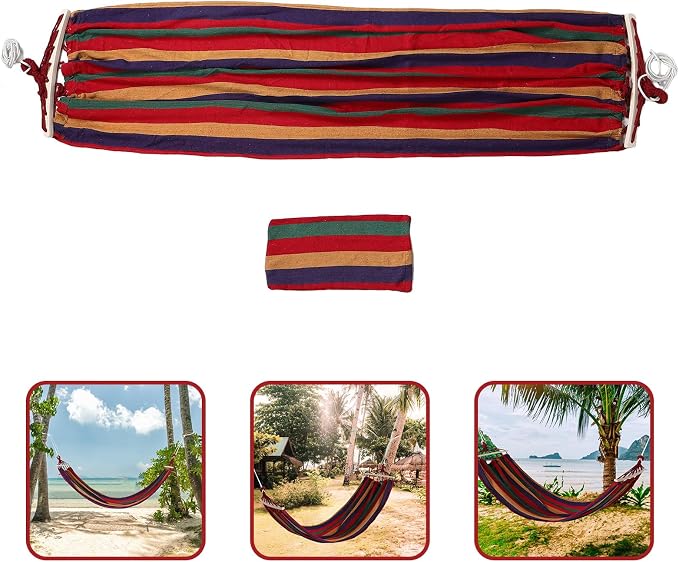Thickened Canvas Outdoor Camping Hammock Anti-tip Swing Bed Portable and Weatherproof for Relaxing Sleep Easy to Install Tree Hanging Hammock for Adults and Picnic Use