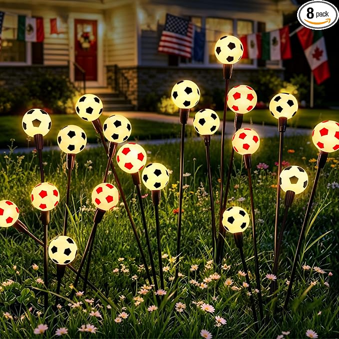 ASMAD Solar Lights Outdoor Waterproof 8 Pack,Soccer Ball Light,Garden Decor | Solar Garden Lights for Outdoor Decor, Patio Decor, Backyard Decor, Outdoor lights, Gifts for Women, Gifts for Men