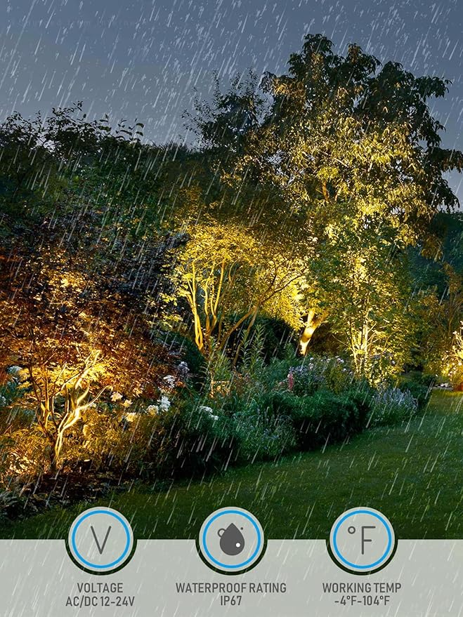 LEONLITE 6-Pack Dia.4 Inch 3000K Well Lights Shielded Top Rock Color | 12-24V AC/DC, CRI90, Landscape LED In Ground Outdoor, Low Voltage Garden Landscaping, Warm White, Aluminum