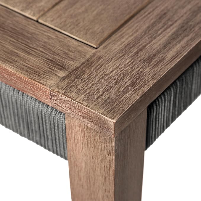 Armen Living Orbit Square Outdoor Patio Coffee Table in Weathered Eucalyptus Wood
