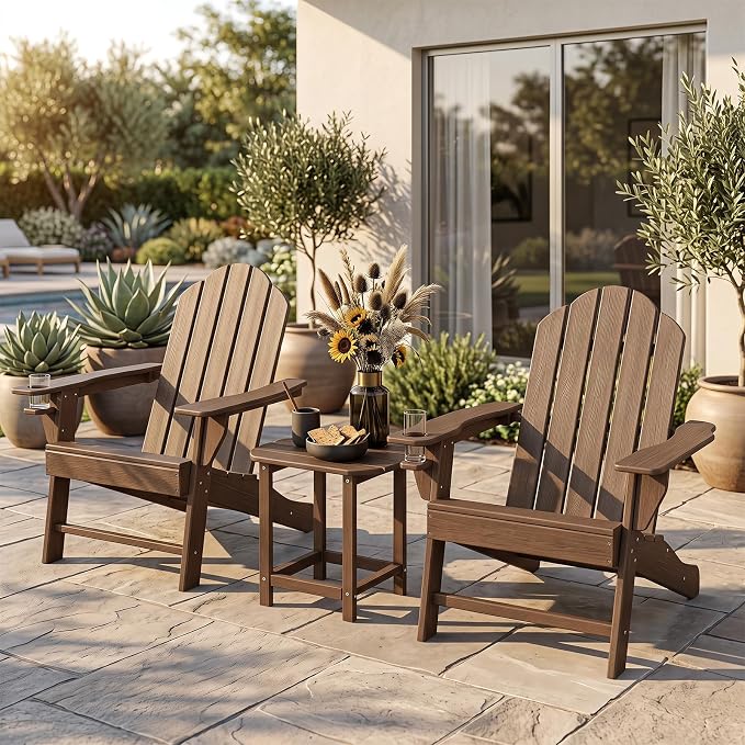 Giantex 18” Side Table Outdoor Small Patio Table Adirondack Table Set of 2 | Weather Resistant End Tables, Outside Square Tea Table for Patio, Backyard, Poolside, Garden, Balcony, Coffee