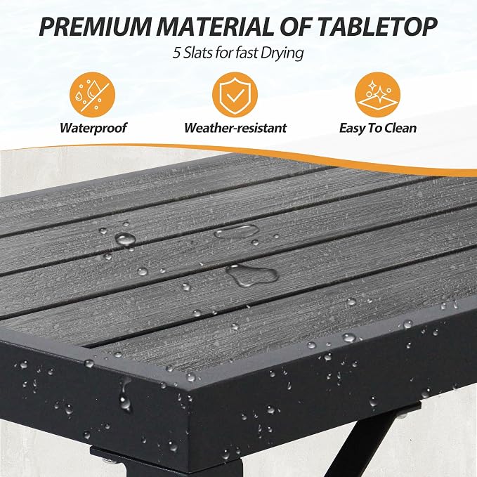 Outdoor Bar Table, 55” Patio Bar Height Table, Bar Counter Pub Dining Table with Waterproof Top for Balcony, Garden, Yard, Poolside (Black)
