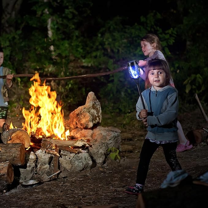 Toodour Solar Torch Flame Lights, 6 Pack Solar Lights Outdoor with Flickering Flame, Waterproof Solar Pathway Light Landscape Decoration Lighting for Garden, Lawn, Yard, Outdoor Decor - Blue