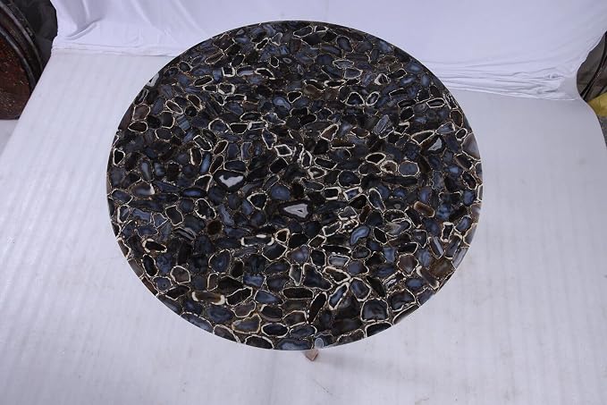 Agate Hallway Side Table I Black Agate Coffee Table Top I Agate Outdoor Side Table for Garden I Antique Look Agate Sofa Side Table I Wedding Party Side Table I 18 x 18 Inches Agate End Table