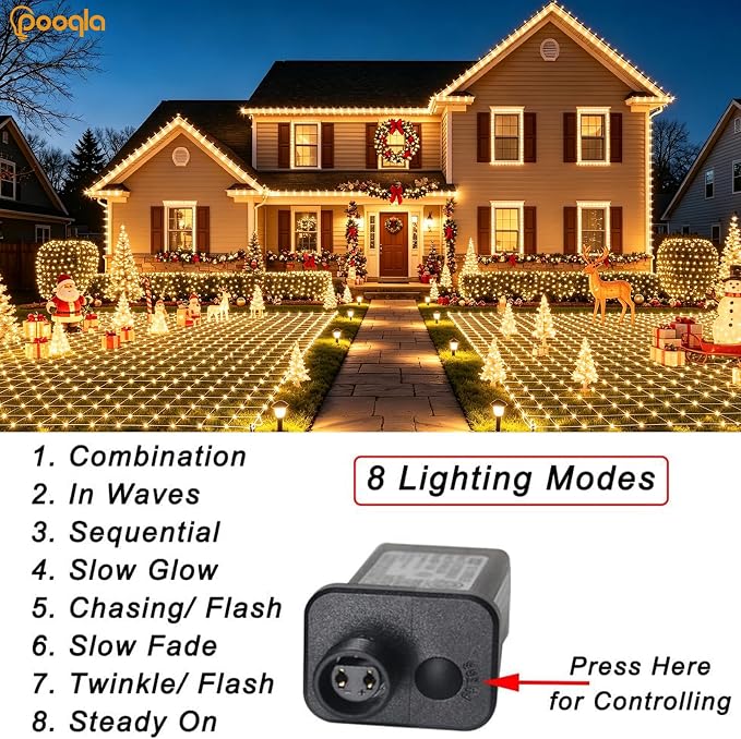 Warm White Net Lights, 28x 5ft Christmas Lights Outdoor Clear Wire | 510 LED Large Net Mesh Lights Plug in, 8 Modes Waterproof Connectable Bushes Lights for Christmas Hedge Yard Decor