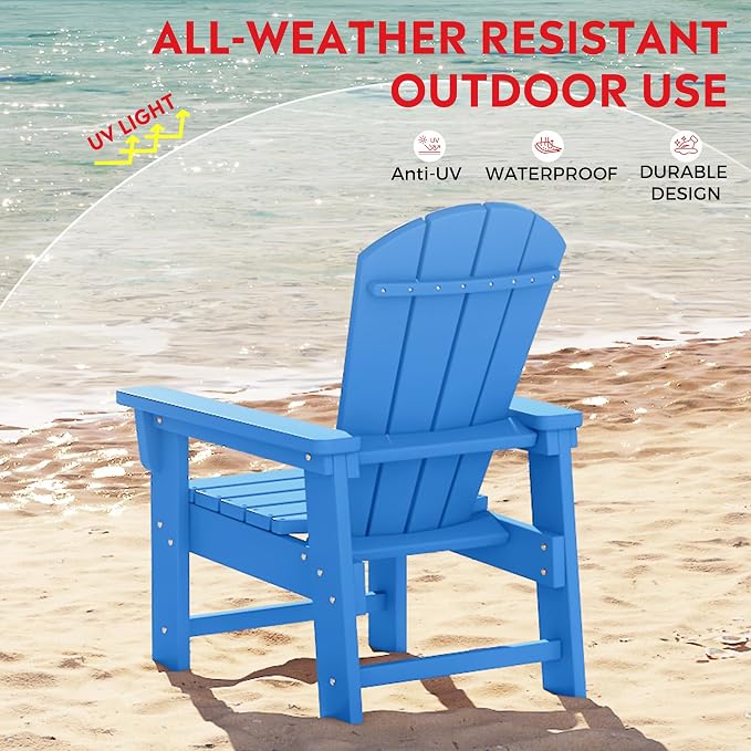Costaelm Paradise Kids 5-Piece HDPE Outdoor Square Patio Dining Table and Chairs Set, Pacific Blue