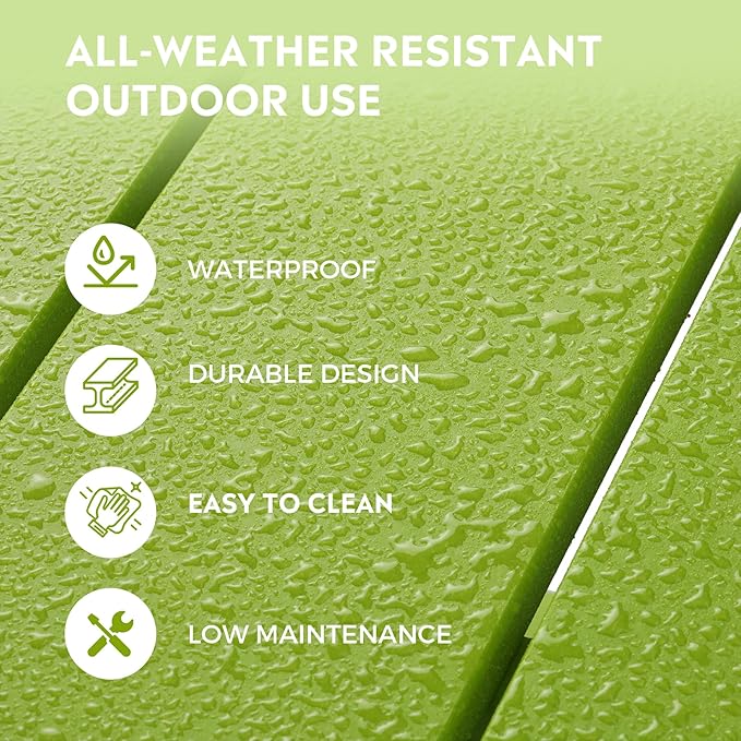 Costaelm Adirondack Outdoor Side Table, 55” HDPE Small Outside Table with Storage Shelf, Weather Resistant Outdoor Plant Shelf, Porch Table and Outdoor Table for Pool & Yard, Lime