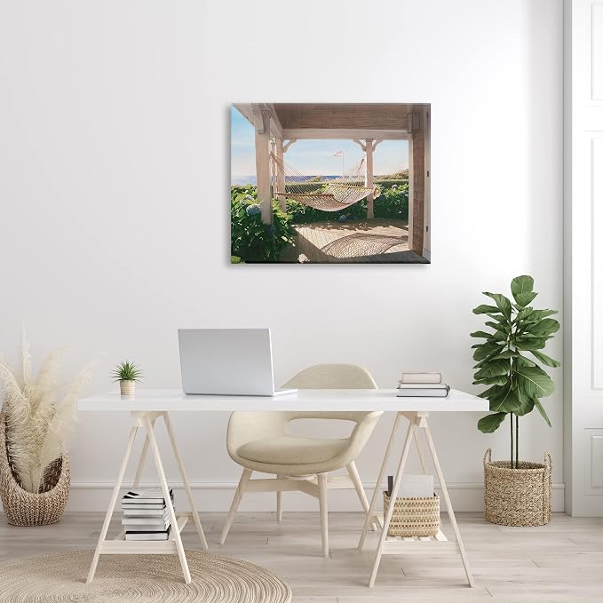 Stupell Industries 'Tranquil Hammock Warm Sunlit Porch Rural'| Canvas Art | Stupell Industries | 40 x 30 Inches, Easy to Hang and Sturdy, Made in USA, by Tom Mielko
