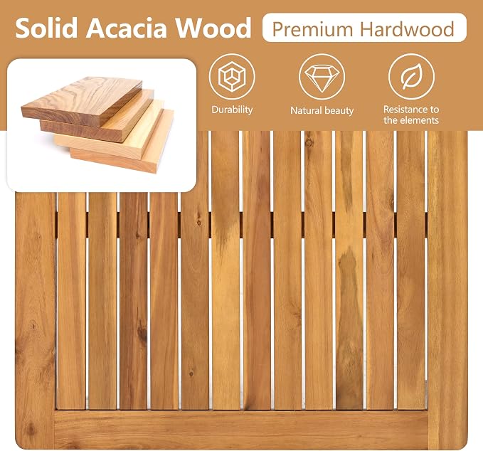 JIVOIT 5-Piece Acacia Wood and Rope Patio Sofa Set, Outdoor Conversation Set with Acacia Wood Coffee Table and Ottoman, 2 Club Chair for Backyard Porch Garden Balcony