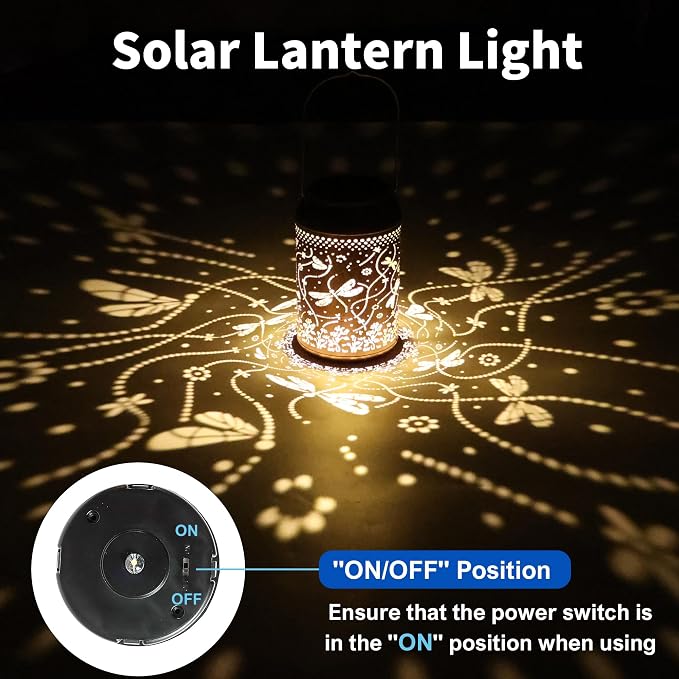JEJOT Dragonfly Solar Lanterns Outdoor Waterproof,Birthday Gift for Women | Gifts for Mom Grandma, Metal Hanging Solar Light for Yard Garden Porch Landscape Deconration-2Pack