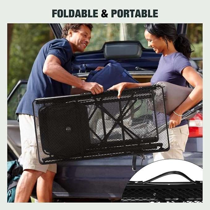 REDCAMP Lightweight Camping Kitchen Table with Sink, Metal Folding Portable Camping Cooking Station Grill Table with Hooks for Outdoor, BBQ, Party and Picnic(Faucet/Sprayer Included)