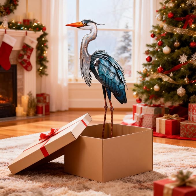 chisheen Outdoor Heron Statues Garden Decor Crane Statues Metal Yard Art Statue All Weather Resistant for Lawn Patio Porch Backyard Home Decoration Large Size