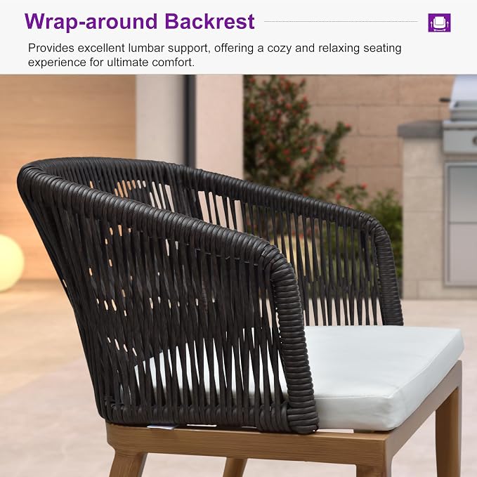 PURPLE LEAF 13 Pieces Outdoor Dining Set Patio Table and Chairs Set Aluminum Wicker Rattan Patio Furniture Set for Lawn Garden Backyard Teak with Counter Stools