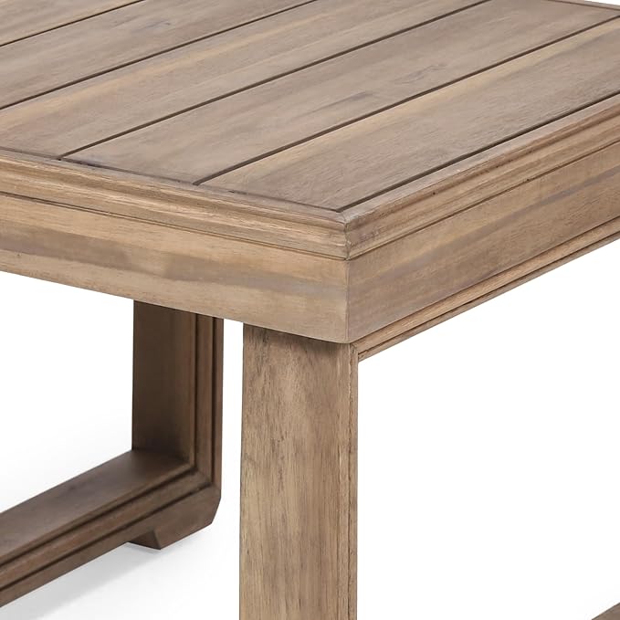 Outdoor Square Side Table with Acacia Wood Frame, Brown