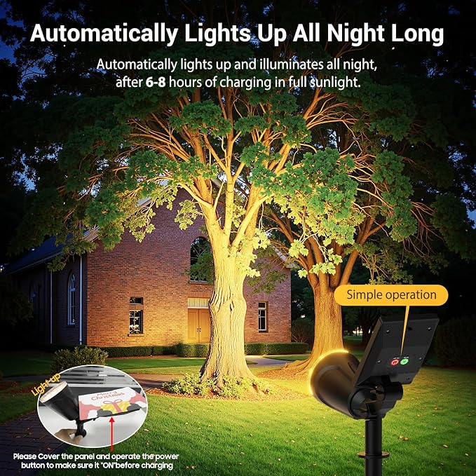 Solar Spot Lights Outdoor Waterproof: 1000LM Big Adjustable Spotlight - 2-in-1 15Hrs+ Long Lasting Spot Light - Solar Powered Spotlights Landscape Lighting for Garden, Yard, Tree, Flag, Wall, Pathway