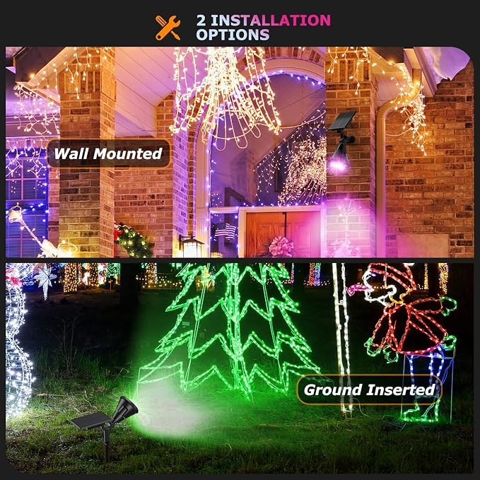 Solar Color Spot Lights Outdoor, 21 LEDs Color Changing Outdoor Lights, IP67 Waterproof RGB Multicolor Yard Solar Spotlights Auto On/Off for Pathway Garden Pool Patio Tree