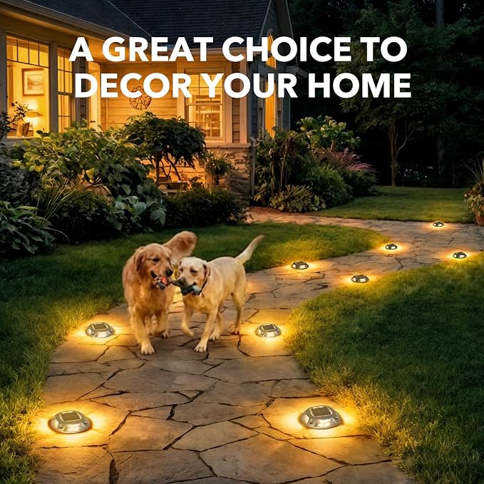 AGPTEK Solar Driveway Light Outdoor 1 Pack, 2 Color Modes LED Deck Dock | Marine Waterproof Driveway Marker Lights for Step Sidewalk Stair Garden Pathway Walkway Yard (Warm White/Cool White)