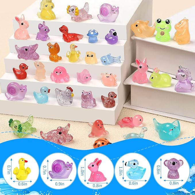 265pcs Mini Resin Animals Tiny Plastic Animals Variety Pack Little Small Resin Animal for Miniature Fairy Garden Decoration Micro Landscape Aquarium Potted and Dollhouse Décor