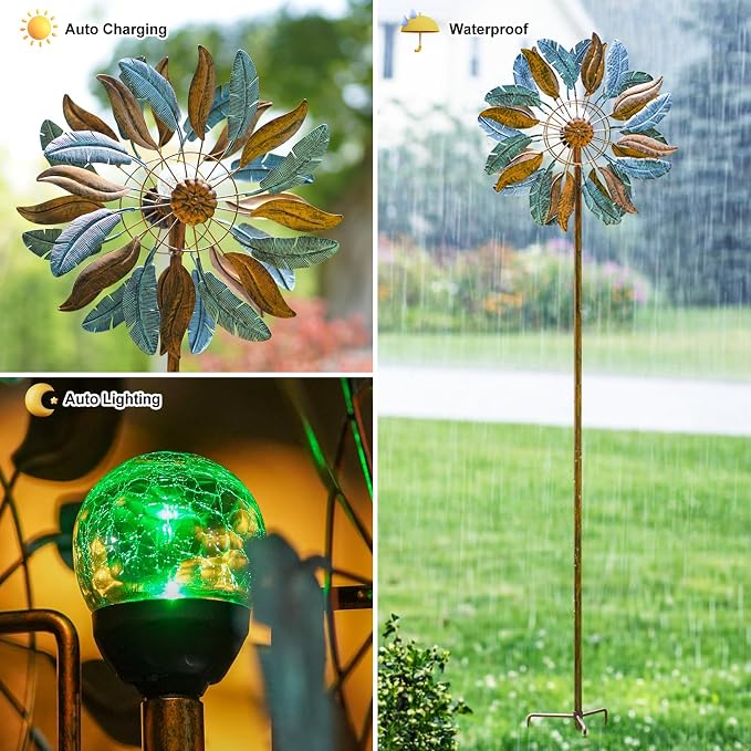 Lariander Solar Wind Spinners 87 Inch Extra Large Metal for Yard, Garden Decor Yard Art Windmills for Outdoor