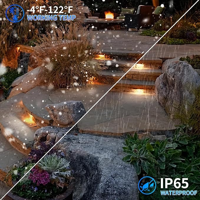 Black 4-Pack 12inch 5W 2700K Soft White Hardscpe Lighting | 12V AC/DC Retaining Wall Lights,Low Voltage Landscape Lighting,Hardscape Paver Light,Outdoor Step Lights