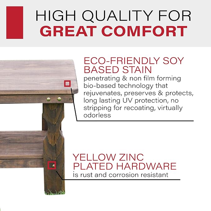 Amish Casual Heavy Duty Outdoor Wood End Table in Dark Walnut Stain - Quality Crafted in The USA from Treated Pine by Amish Artisans