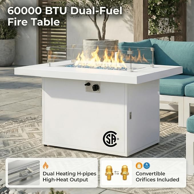 NICESOUL 9 Pcs Large Modern Aluminum Outdoor Sofa with Lounge & Fire Pit Table, 29" Deep Wide Seat, 500 lbs Durable Sectional Set for Heavy People, All-Weather Patio Furniture Set for Deck, Turquoise