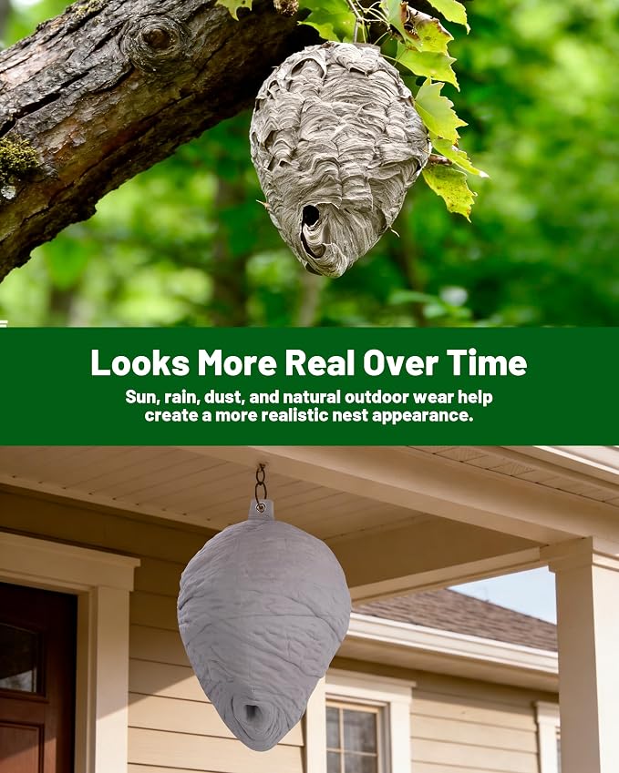 Inflatable Faux Hornet Nest Decor, Wasp Nest Decoy for Outdoor Hanging, Polyurethane, Gray, 1 Pack