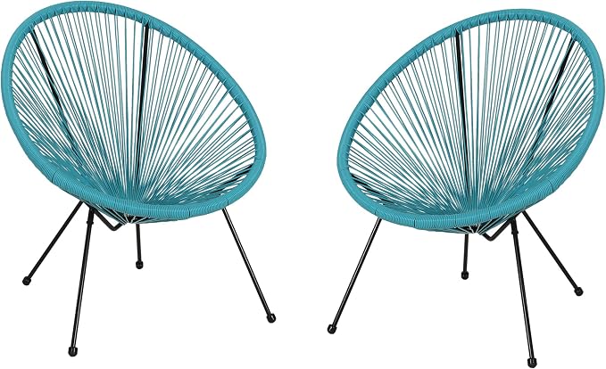 Christopher Knight Home Outdoor Hammock Weave Chair with Steel Frame (Set of 2) - Teal and Black Finish