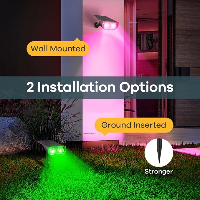 Linkind Solar Lights Outdoor Waterproof LED Landscape Spotlight RGB 6 Pack | Starray, 9 Color Changing Modes, Multicolor, Dusk to Dawn, for Holiday Decoration Patio Garden Flag Tree Lawn Pathway