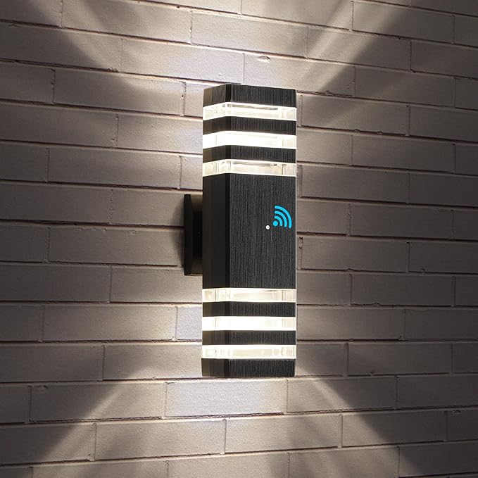 1 Pack Dusk to Dawn Outdoor Wall Lights Fixture, Up and Down LED Outdoor Wall Sconce Porch Lights, IP65 3000K Warm White Matte Black Exterior Lights for House Garage Front Porch