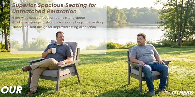 Ayge HDPE Patio Furniture Set, 6 Piece Sectional Outdoor Furniture Set, All Weather Outdoor Couch Set Patio Conversation Set for Deck, Lawn, Grey