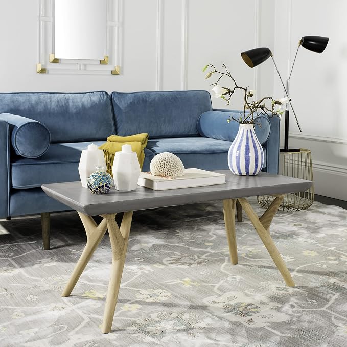 SAFAVIEH Outdoor Collection Pacey Dark Grey Indoor/Outdoor Modern Concrete 16.54" Coffee Table